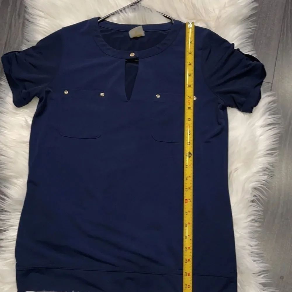 Anne Klein Petite Small Short Sleeve Keyhole Top - Picture 5 of 11